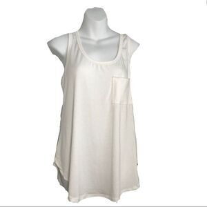 White Sleeveless Pocket Tank Tee Women’s Size Medium Athleticleisure